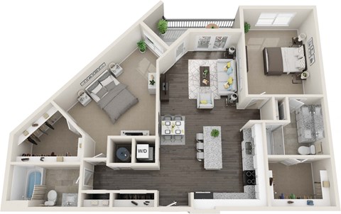 Floor plan for 2 beds, 2 baths, 1123 sqft